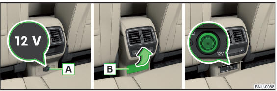 Fig. 118 Tampa da tomada de 12 volts / Abrir a tampa da tomada de 12 volts