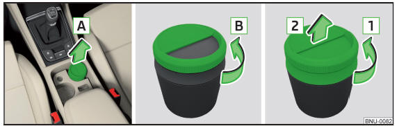 Fig. 121 Remover / abrir / desmontar o cinzeiro