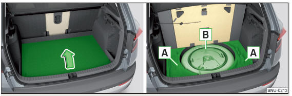 Fig. 143 Variante 2: Levantar o revestimento do piso / compartimentos de arrumação por baixo do revestimento do piso