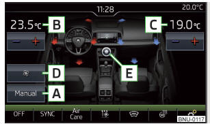 Fig. 150 Infotainment: exemplo de apresentação do menu principal Climatronic