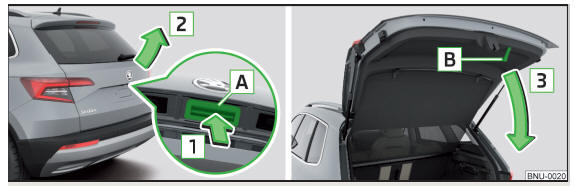 Fig. 49 Abrir/fechar tampa da bagageira