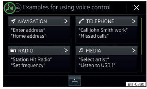 Fig. 171 Comando por voz: menu principal